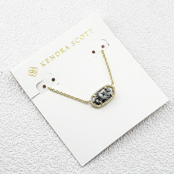 Kendra Scott Dark Black & White Natural Stone Necklace - Picture 1 of 1